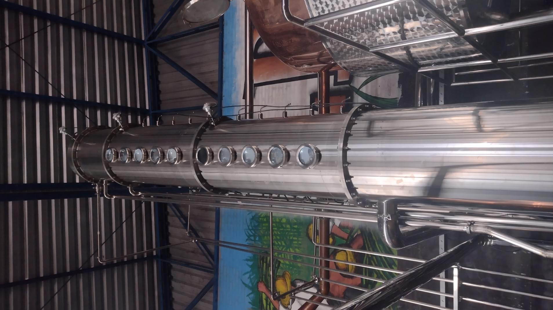 Close-up of stainless column with viewing ports